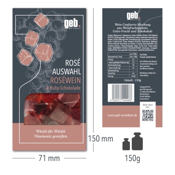 geb Weinkost Confiserie Weingummi Weingelee Rosewein rosé Auswahl